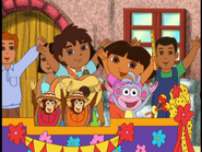 Diego, Dora and Boots on a parade float