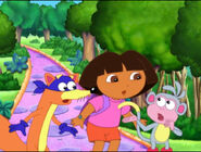 "There's someone else in this forest!" said Boots to Dora.