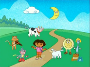 Dora thinks the cow will jump over the moon.