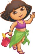 Dora wears this beach outfit throughout the episode