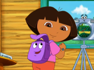 "¡Lista, Dora!" (Ready, Dora!) I guess Map is not going to show up today! Otherwise, he would pop up saying "And I'll help, too!"