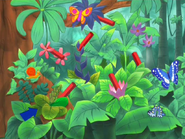 (Scene changes to the character find background of Señor Tucán) Can you find all six rungs? Count in Spanish with Dora and friends!