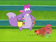 (And he’s feeding chickens)