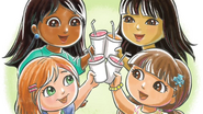 With her friends in the book "Dora's Super Sleepover"