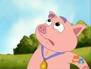 Even though the piggy is brave, he is not THAT brave, so he says,