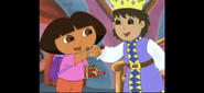 Dora and the prince shake hands.