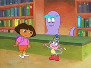 "Give her the books, Dora! GIVE HER THE BOOKS!" shouted Boots.