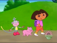 Come on, say it with us! (Travel song differences: Everything because the piggy is present, excluding the close-up of Dora saying the fourth "Where are we going?".)