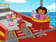Dora explains where they’re going. They have to hurry to the castle.