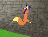 Swiper tries to climb it…