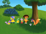 That wasn’t a soccer ball, it's… "SWIPER!" they all shouted.