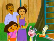 Dora's family cheering