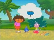 She also adds, "Azul, azul, azul." So that means the tree is blue.