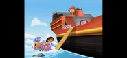 "CLIMB ABOARD, ME HEARTIES!" called Pirate Pig.