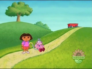 Do you see anything they can use to carry the piggy to the barn? What can they use?