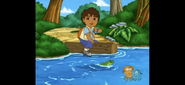 Diego has an idea, "I can turn my rescue vest into a lifejacket!"