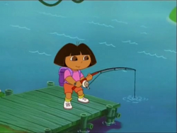 Dora Fishing and Catching Boots-Dora the Explorer 