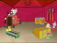 And the duck was behind the trough.