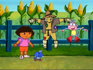 Dora thought Boots' monkey dance was a great idea.