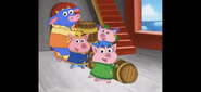 We’ll cross the ocean, (Piggies rolling a barrel)