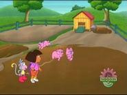 The piggies play around in the mud…until they hear a whisking sound!