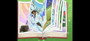 The book flips pages from Super Babies' Dream Adventure, Dora's Christmas Carol Adventure and Dora's Jack-in-the-Box episodes