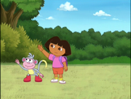 Dora and Boots wave goodbye to them.