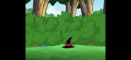 La Bruja getting her hat back from the bushes. "Well played, girl. But I'll be back!"