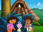 Diego thinks there's something fishy about the polar bear. "Hold on!"