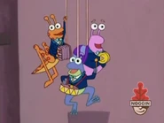 They're riding balloons and wearing fancy clothes.