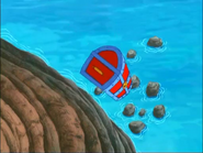 The treasure chest! It's going to get crushed by the rocks (And will probably sink into Davy Jones’ locker)!