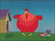 This is the Big Red Chicken doing his happy dance.