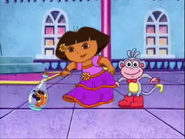 [For fun, Dora sings for everyone while they dance to make it both a song AND a dance.] Dance, dance, dance, you've got ants in your pants!