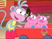 "Don't worry, piggies," said Boots, "We won't let Swiper swipe your ribbons!".