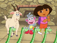 Oh, they're the Sneaky Snakes and they won't let us by. 'Til we dance like them, and we slither and slide! Slither and slide, slither and slide, slither and slide, slither and slide!
