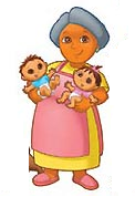 Abuela holds the twins.