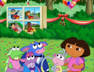 Uh oh! There's a big problem! "Dora, Dora, Dora, Dora! HELP!"
