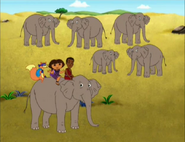 Five elephants, plus one more is...