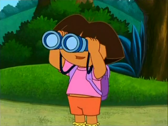 explorer with binoculars