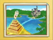 So tell Dora, Boots, and Swiper, first, we go to the pyramid!