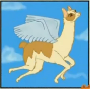 A llama flying