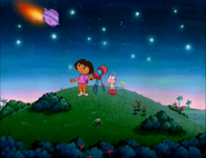 Dora and Boots find something interesting in the sky.