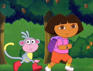 Dora and Boots kept running while avoiding the falling nuts! (3)