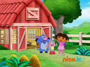 "YAY!" cheered Dora. "We made it through the barn!"