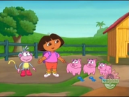 "Blue ribbons for being such great piggies!" Dora adds.
