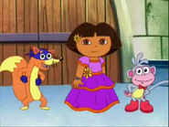 Swiper wants to dance, too! "Let's dance!"