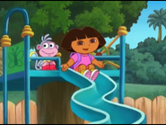 And Dora’s favorite part is sliding down the super slide!