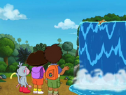 "He's gonna fall over the giant waterfall!"