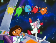 "Yummy, yummy, YUMMY!" Looks like the space creatures love the cookies, too!