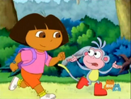 "Dora, Tico speaks Spanish! How do we tell him to stop?!"